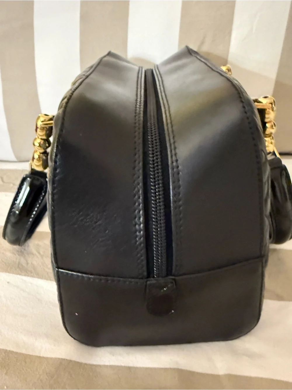 Christian Dior Black Quilted Satchel with Gold Hardware